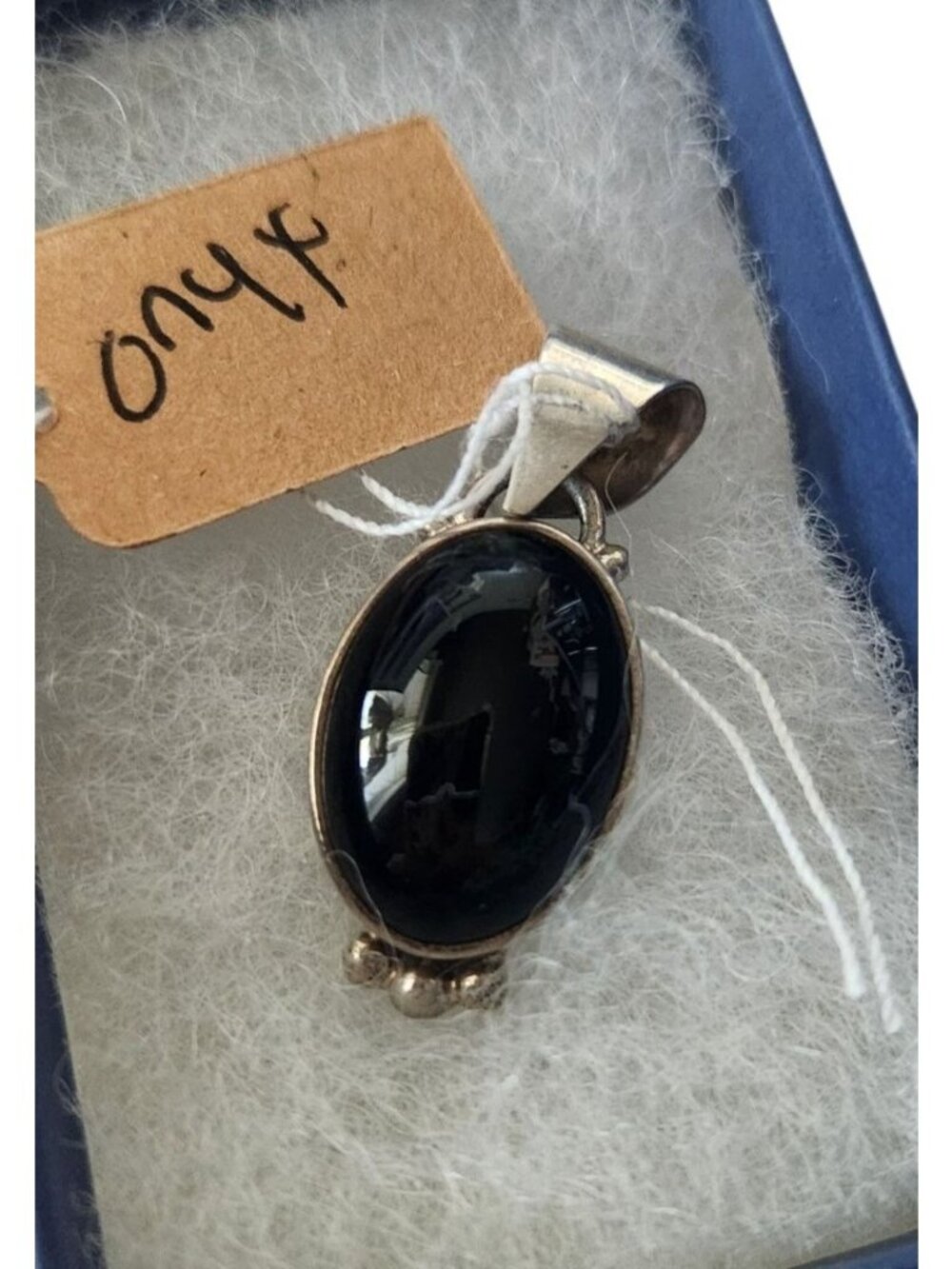 Pendant Onyx Black Silver 4.6 gr 18 mm x 15 mm Bale 10 mm x 8 mm Jerry Fran Harr